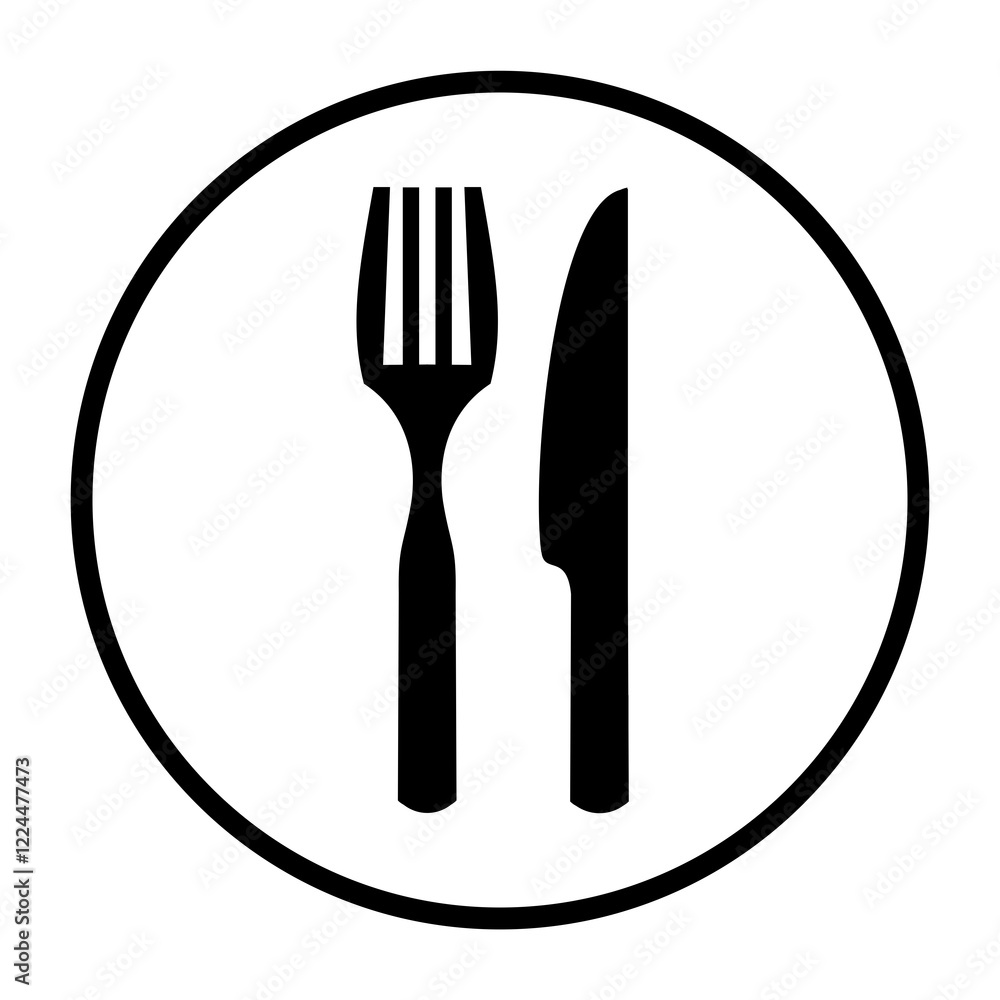 Restaurant Icon in schwarzem Kreis - Besteck Symbol Restaurant Icon in schwarzem Kreis - Besteck Symbol