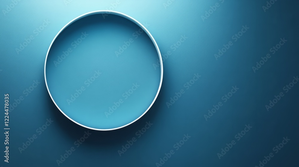 Minimalistic blue background with a single thin white circle in the upper left corner Minimalistic blue background with a single thin white circle in the upper left corner