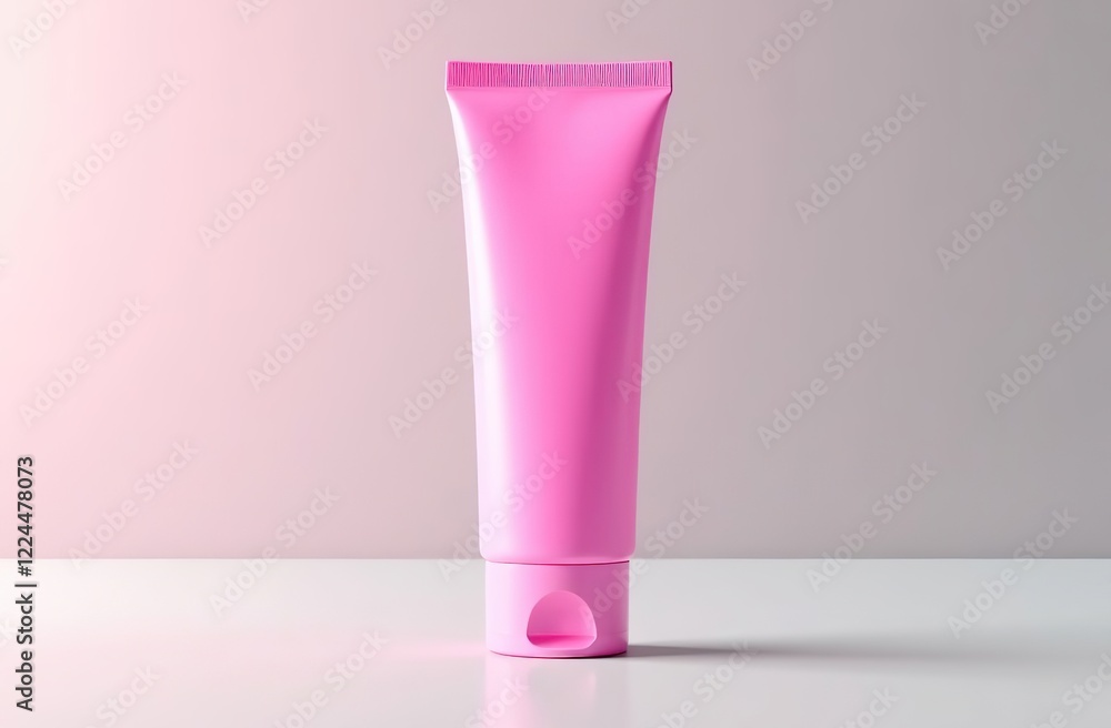 top view white hand cream glass bottle on bubble gum pink background top view white hand cream glass bottle on bubble gum pink background