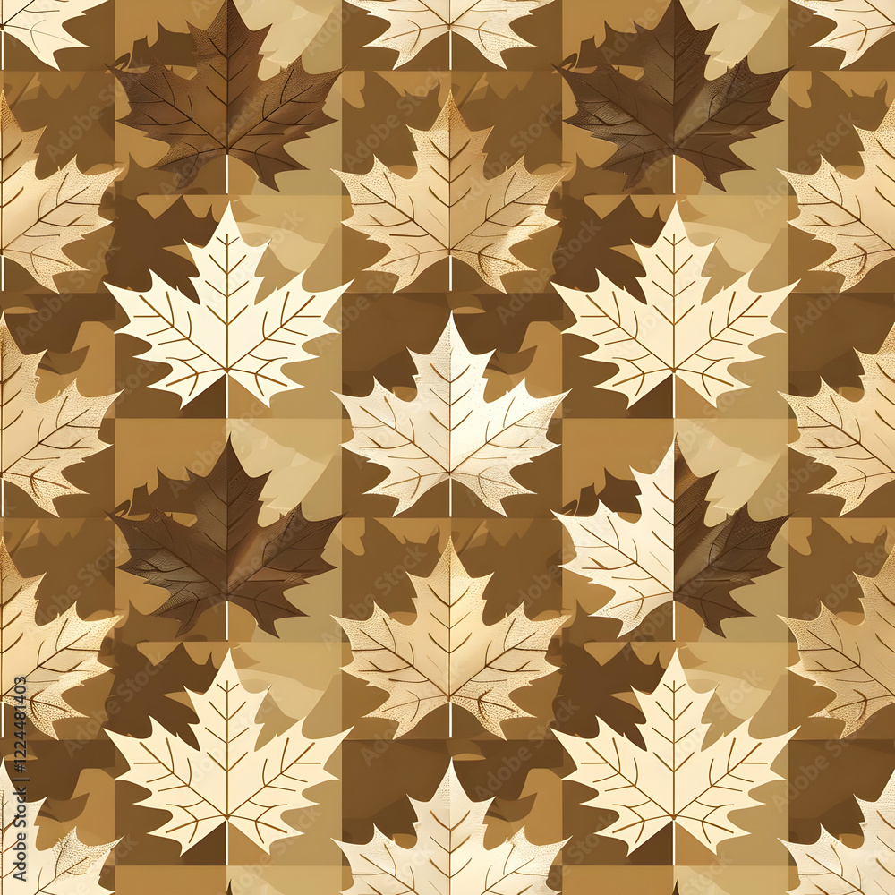 A patterned design featuring various shades of maple leaves in earthy tones. A patterned design featuring various shades of maple leaves in earthy tones.