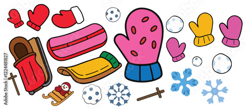 Snow Day Sticker Pack (sleds, mittens, snowballs, snowflakes)