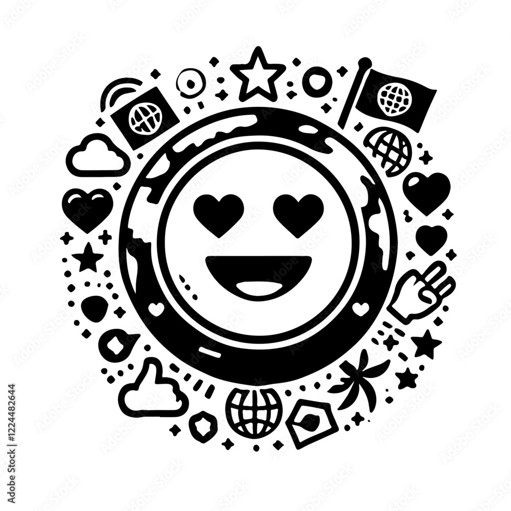 Black & White on Silhouettes background design of world emoji day
Black & White on Silhouettes background design of world emoji day
