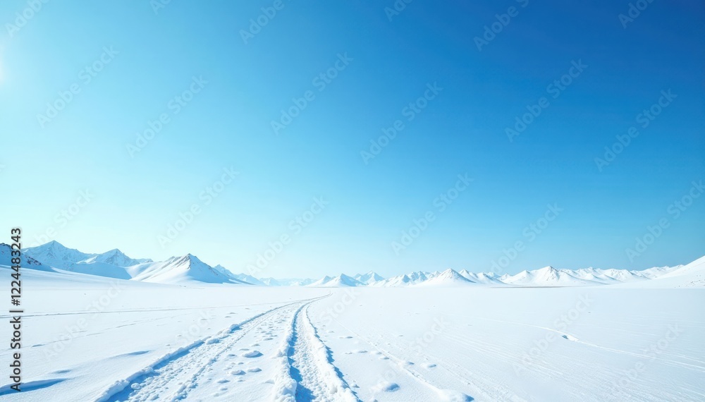 Crisp blue sky over endless, snow-covered plain, snowdrift, snow, landscape Crisp blue sky over endless, snow-covered plain, snowdrift, snow, landscape