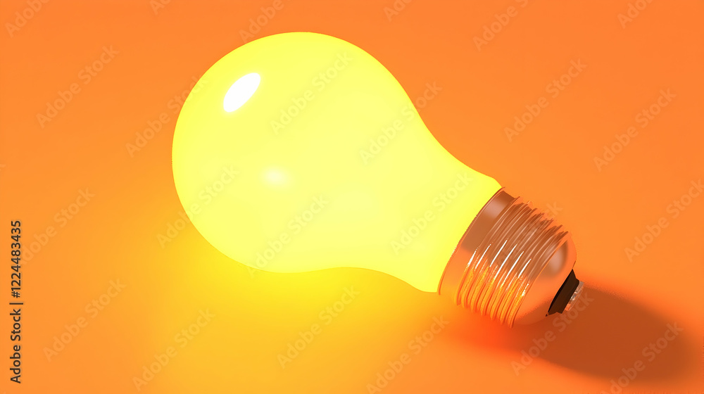 Illuminated lightbulb on orange surface, creative concept, idea, innovation Illuminated lightbulb on orange surface, creative concept, idea, innovation
