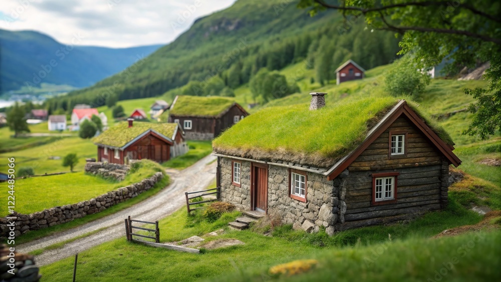 Charming Norwegian Summer: Rustic Log & Stone Houses with Grass Roofs Charming Norwegian Summer: Rustic Log & Stone Houses with Grass Roofs