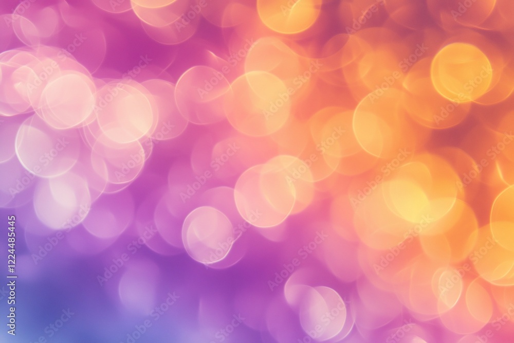 Colorful bokeh background with vibrant hues of purple, orange, and yellow creating a dreamy atmosphere Colorful bokeh background with vibrant hues of purple, orange, and yellow creating a dreamy atmosphere