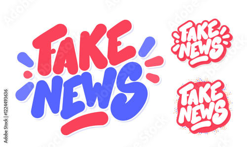 Fake News VectorTypography Sticker Set.