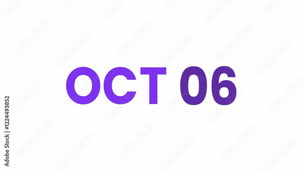 6th October calendar icon animation. Alpha matte with transparent background 4K resolution. 6th October calendar icon animation. Alpha matte with transparent background 4K resolution.