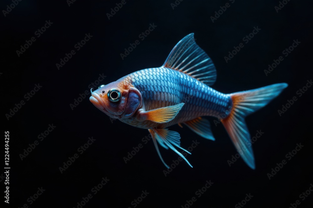 Fototapeta premium An Aquatic Jewel Vibrant Scales and Graceful Fins of a Striking Fish in Dark Water