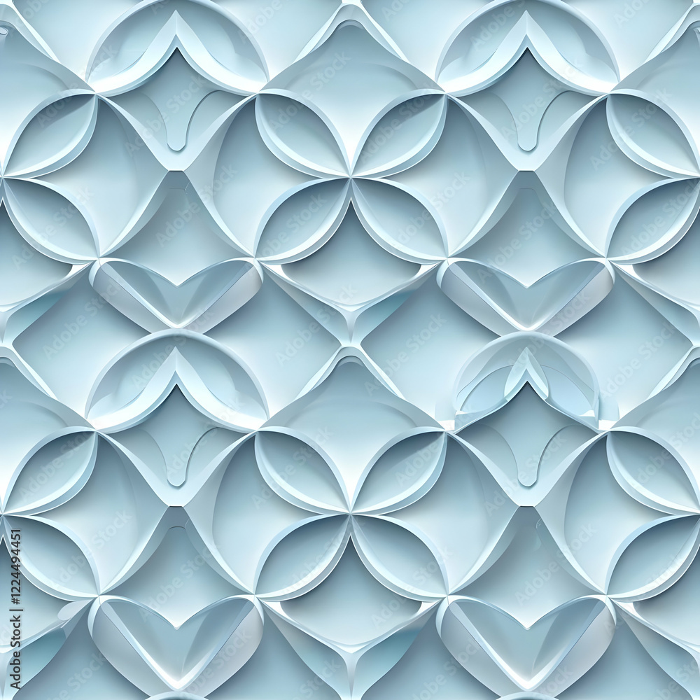 A seamless pattern of stylized, glossy shapes in a soft blue hue. A seamless pattern of stylized, glossy shapes in a soft blue hue.