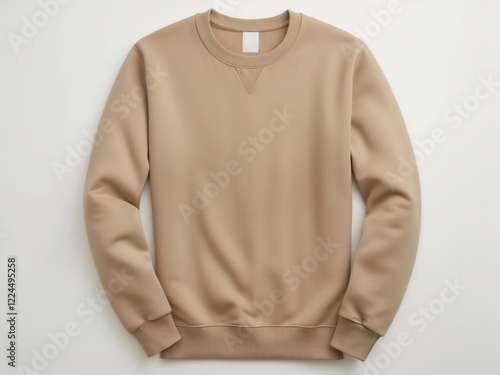 Blank brown sweatshirt mockup on white background, top view