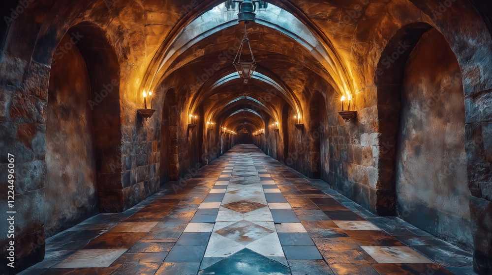 Fototapeta premium Medieval Cathedral Corridor