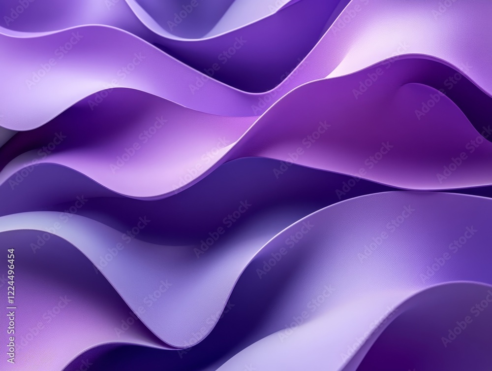 Obraz premium Abstract purple waves, layered design, 3d render, Generative AI