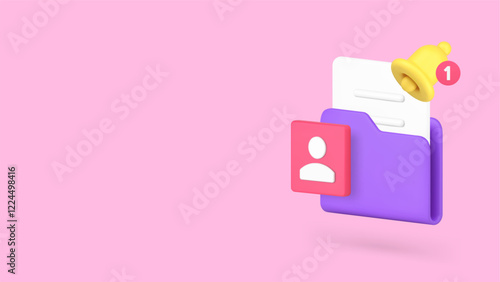 Personal data archive storage database file notification banner copy space vector illustration. User datum information alertness employee document client contact account identity alert