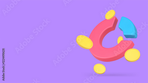 Financial analyzing money expenses and earnings planning banner copy space vector illustration. Finance budget control chart graph data analysis wealth income accounting and calculating