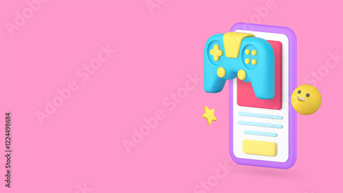 Esport digital gaming smartphone application technology banner copy space vector illustration. Video game cyberspace gamer playing electronic entertainment mobile phone app