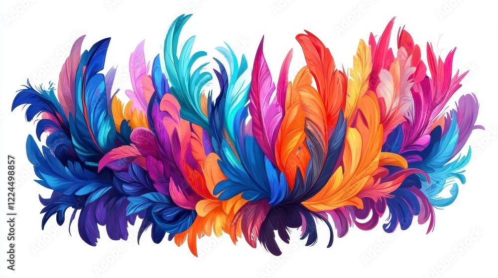 Fototapeta premium Colorful Abstract Feather Motif with Vibrant Scattered Design