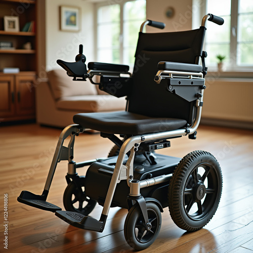 Advanced electric wheelchair with aluminum frame in cozy living space
