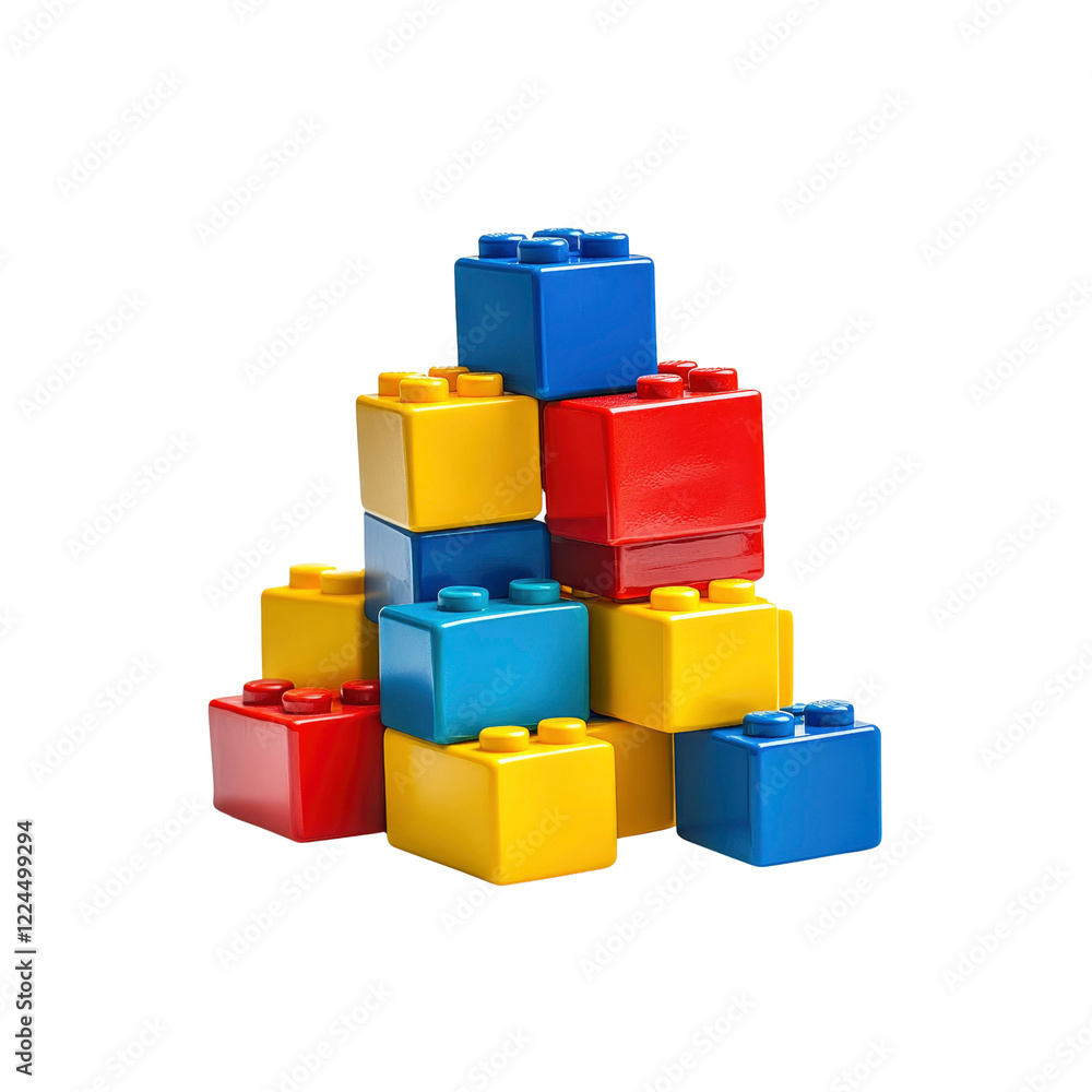 Colorful Plastic Building Blocks Stacked in a Pyramid Shape Colorful Plastic Building Blocks Stacked in a Pyramid Shape