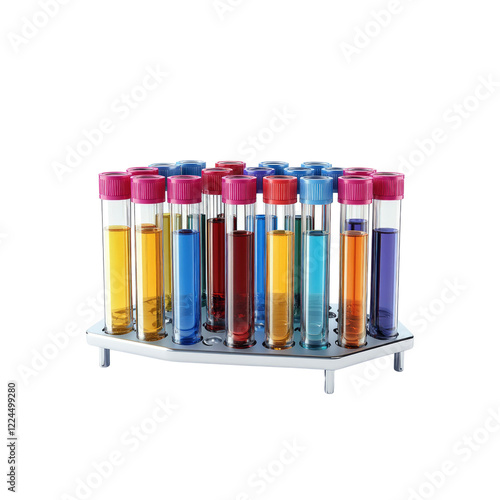 Colorful Test Tubes in a Rack - Scientific Experiment Concept