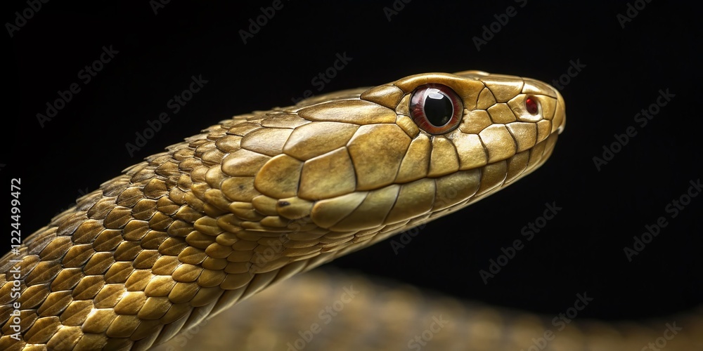 Close-up 4K Loop Animation: Golden Metal Snake, Tilt-Shift Effect, Black Background Close-up 4K Loop Animation: Golden Metal Snake, Tilt-Shift Effect, Black Background