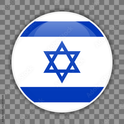 Israeli flag icon on checkered background. Round vector icon for mobile apps, UI or web design