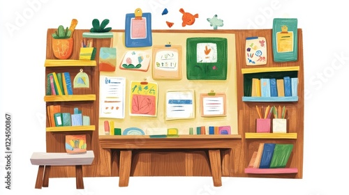 Colorful Art Studio Setup with Various Creative Supplies and Artwork