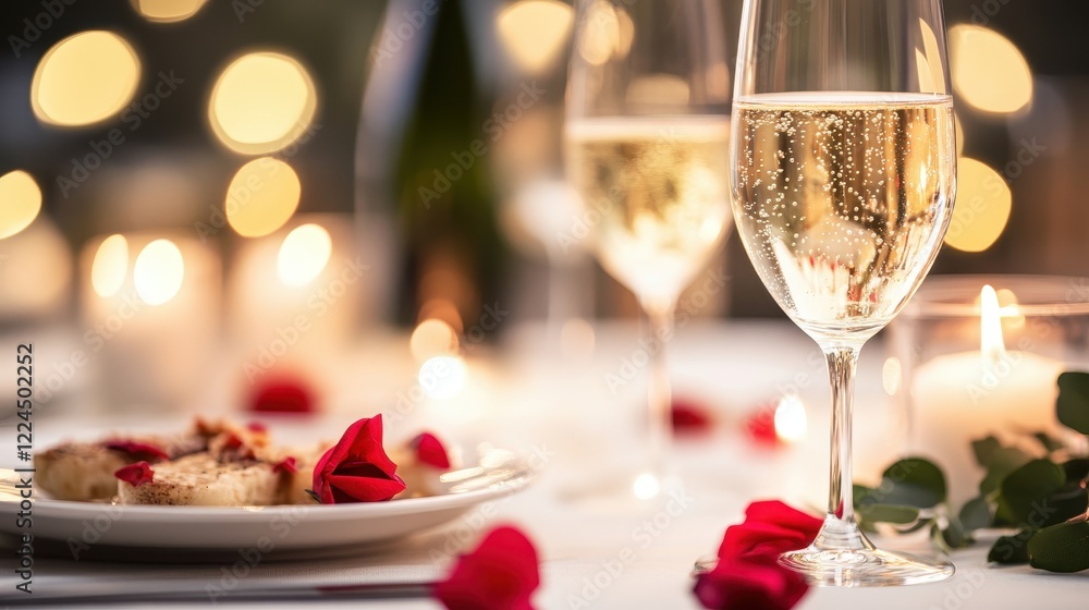 A glass of champagne resting on a marble table, with bubbles rising and delicate reflections adding sophistication to the scene. A glass of champagne resting on a marble table, with bubbles rising and delicate reflections adding sophistication to the scene.