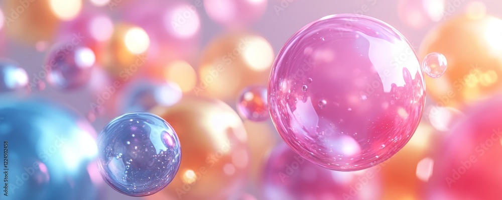 Abstract 3d render of colorful bubbles, background design, Generative AI Abstract 3d render of colorful bubbles, background design, Generative AI