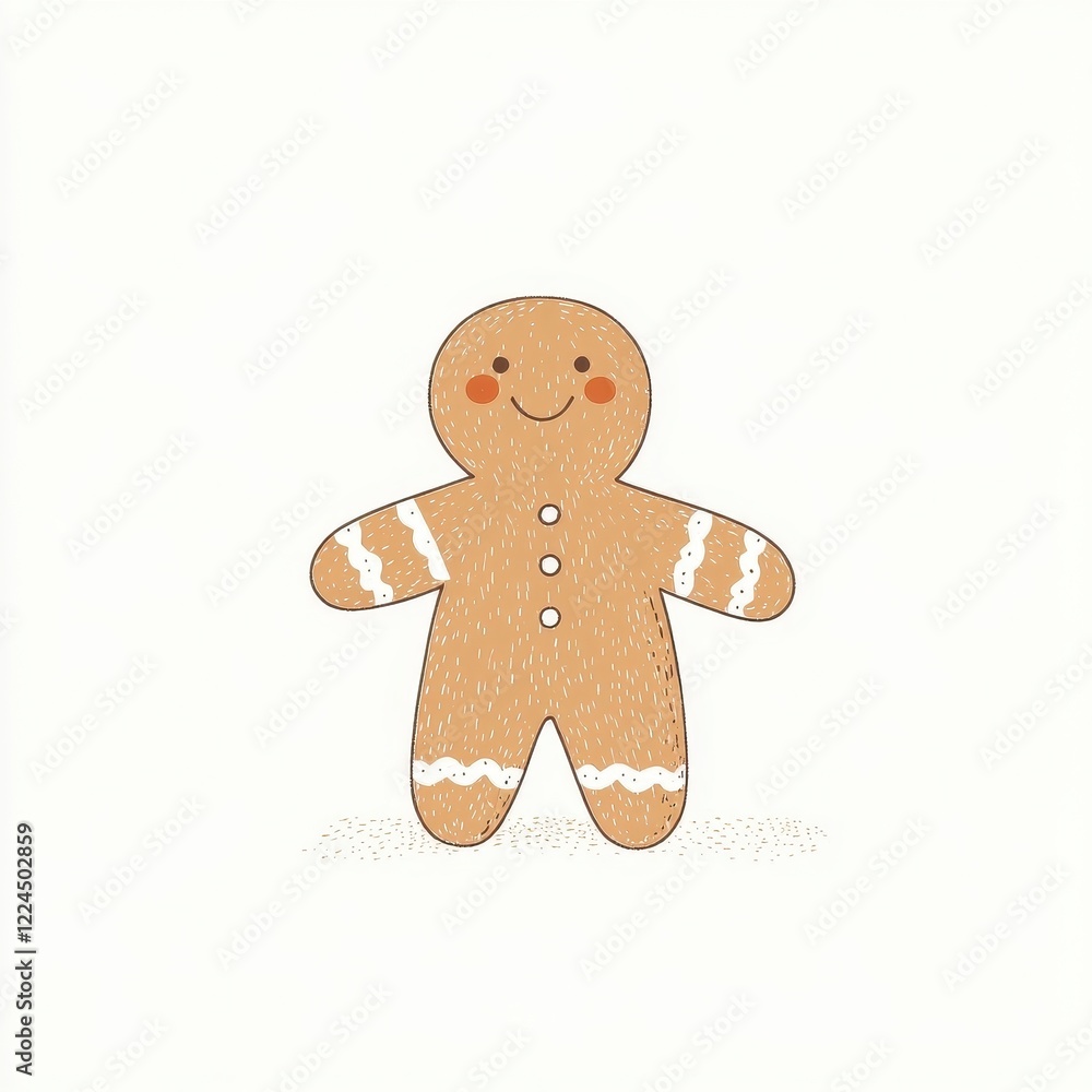 Cute Gingerbread Man Character with Smile and Icing Decoration Cute Gingerbread Man Character with Smile and Icing Decoration
