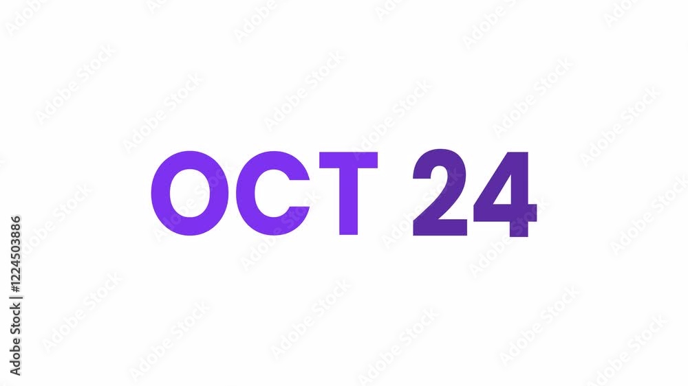 24th October calendar icon animation. Alpha matte with transparent background 4K resolution. 24th October calendar icon animation. Alpha matte with transparent background 4K resolution.