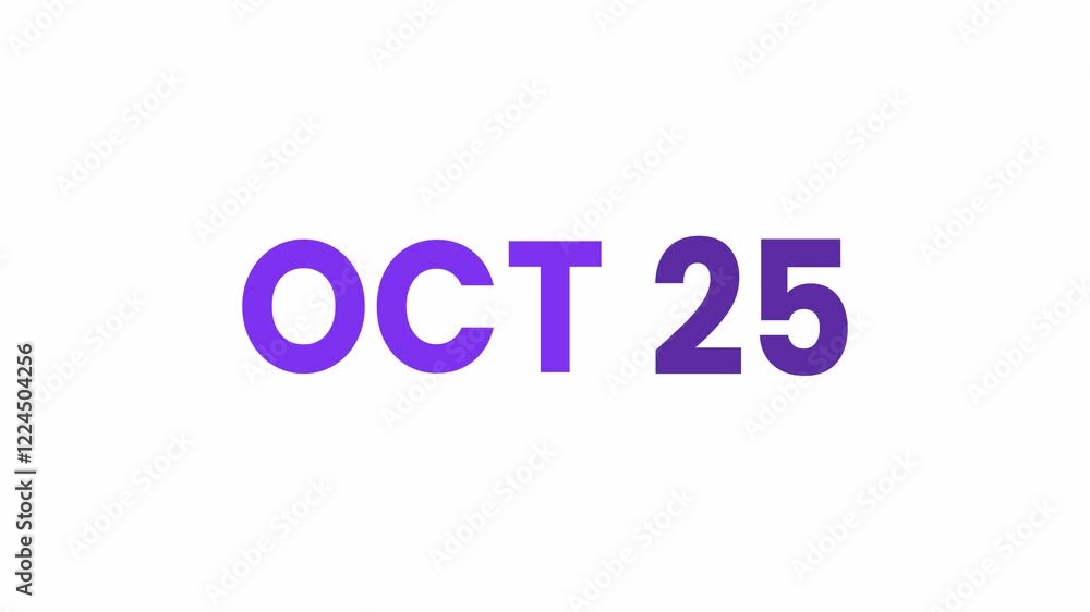 25th October calendar icon animation. Alpha matte with transparent background 4K resolution. 25th October calendar icon animation. Alpha matte with transparent background 4K resolution.
