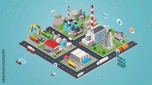 An In - Depth Glimpse into the Industrial Internet of Things in Internet Logistics. This background showcases elements related to the seamless integration of industry, the Internet photo