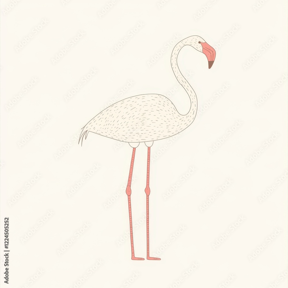 Fototapeta premium Elegant and Minimalistic Illustration of a Single Flamingo Bird