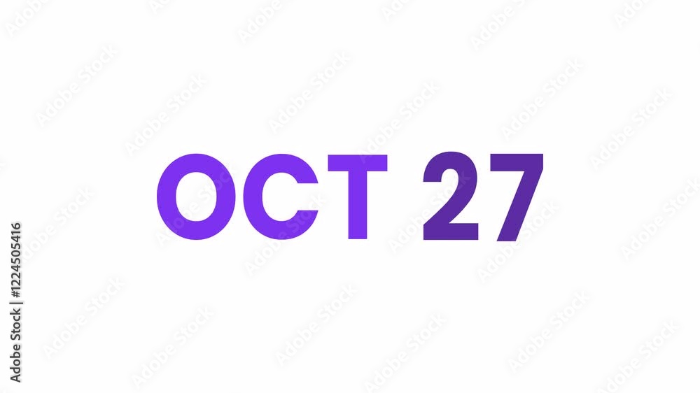 27th October calendar icon animation. Alpha matte with transparent background 4K resolution. 27th October calendar icon animation. Alpha matte with transparent background 4K resolution.