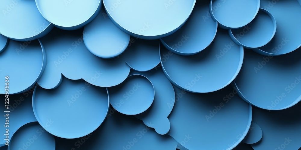 Abstract blue shapes, layered design, 3d render, Generative AI Abstract blue shapes, layered design, 3d render, Generative AI
