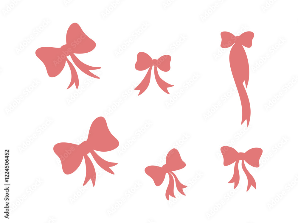 Different bow icon silhouette set. Gift, present design elements. Holiday decoration concept with bow ties Different bow icon silhouette set. Gift, present design elements. Holiday decoration concept with bow ties