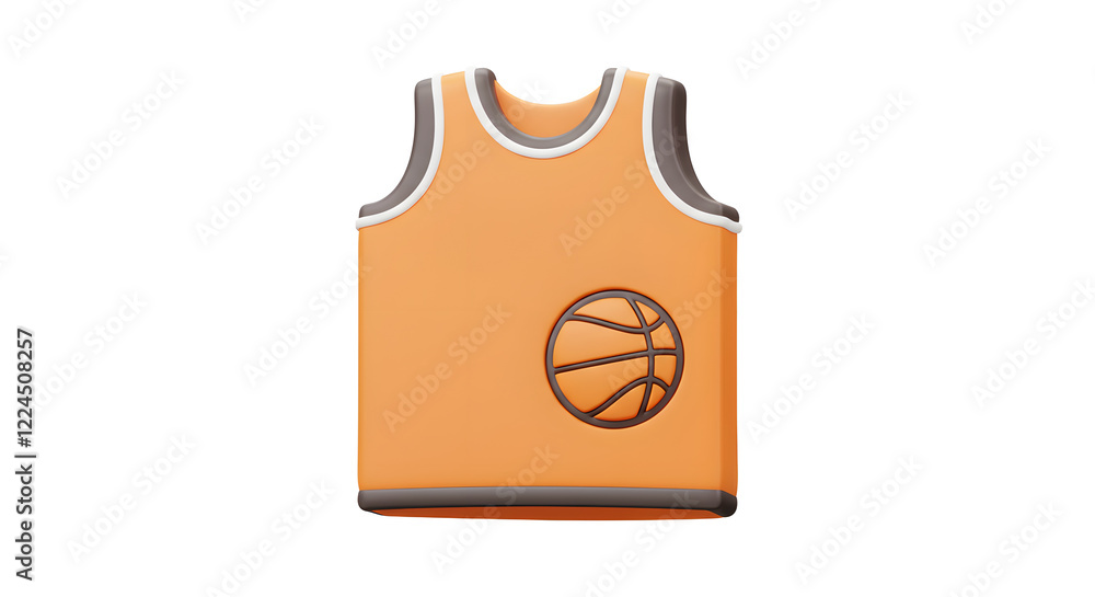 Orange Basketball Jersey 3D Render Icon isolated on white background. Generative AI Orange Basketball Jersey 3D Render Icon isolated on white background. Generative AI
