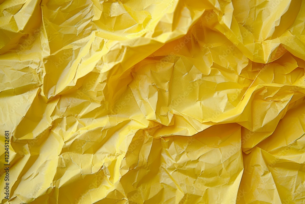 Image of Crumpled sheet of yellow paper. Texture for background usage