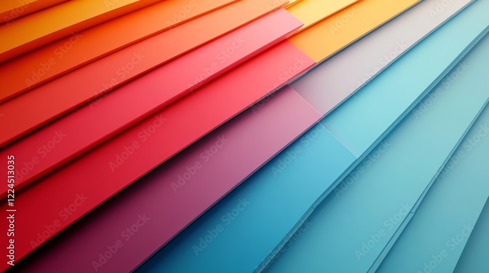 Fototapeta premium Abstract colorful lines, layered design, 3d render, Generative AI