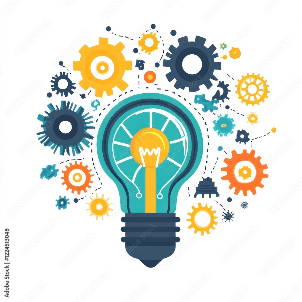 Gears & lightbulb idea innovation concept Gears & lightbulb idea innovation concept