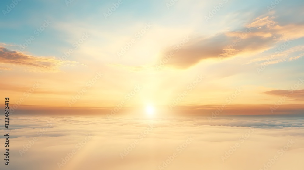 Fototapeta premium Golden Sunset Above a Sea of Clouds