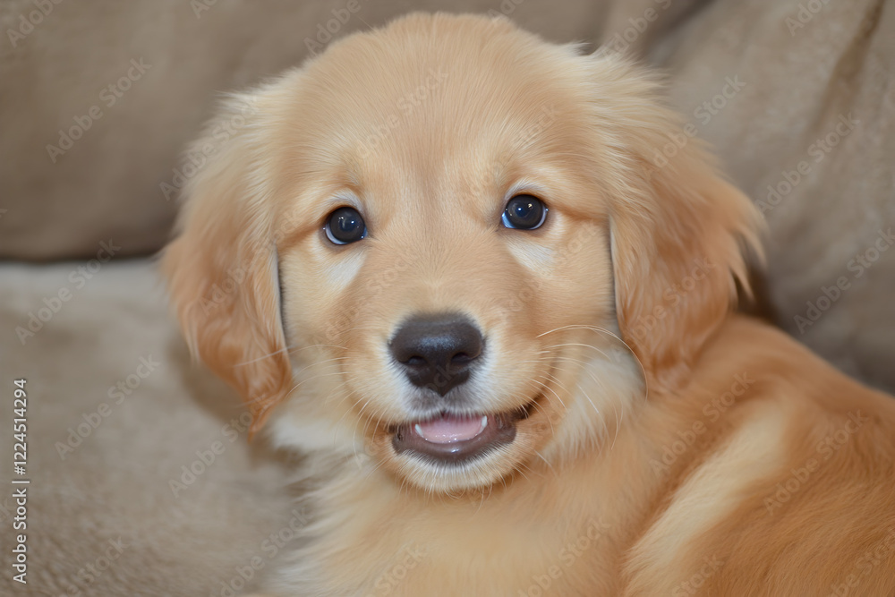 Golden Retriever Puppy Portrait: An adorable golden retriever puppy, with its charmingly fluffy fur and endearingly expressive eyes, gazes directly at the camera, inviting heartwarming connection. Golden Retriever Puppy Portrait: An adorable golden retriever puppy, with its charmingly fluffy fur and endearingly expressive eyes, gazes directly at the camera, inviting heartwarming connection.
