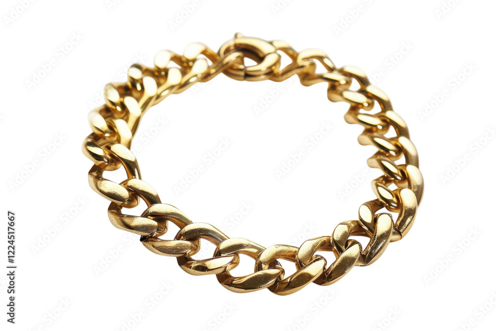 Exquisite golden chain bracelet showcasing intricate links and a polished finish, perfect for a stylish accessory on any occasion isolated on transparent background Exquisite golden chain bracelet showcasing intricate links and a polished finish, perfect for a stylish accessory on any occasion isolated on transparent background