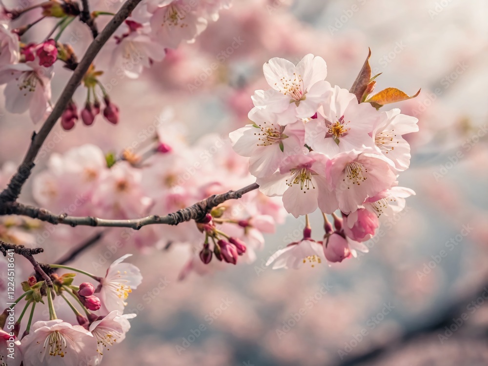 Close-Up Sakura Blossom: High-Definition Springtime Cherry Tree Macro Photography Close-Up Sakura Blossom: High-Definition Springtime Cherry Tree Macro Photography