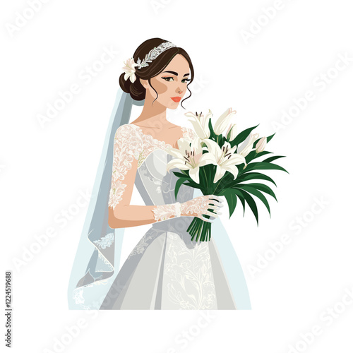 Bridal fashion and accessories vector illustration