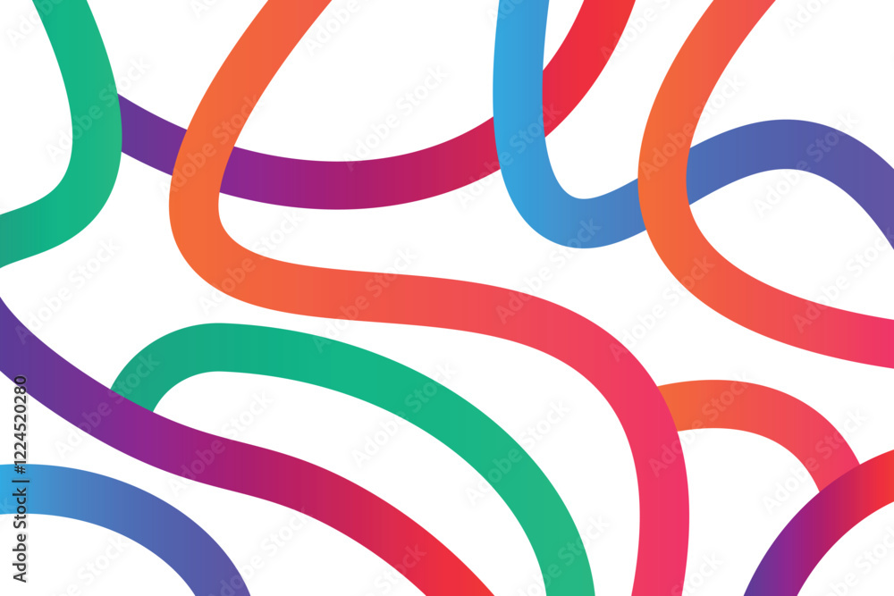 Obraz premium Abstract Colorful Curved Line Background - Gradient Shapes Pattern. Rainbow, Curve, Wave, Vibrant, Flowing Design for Creative Projects