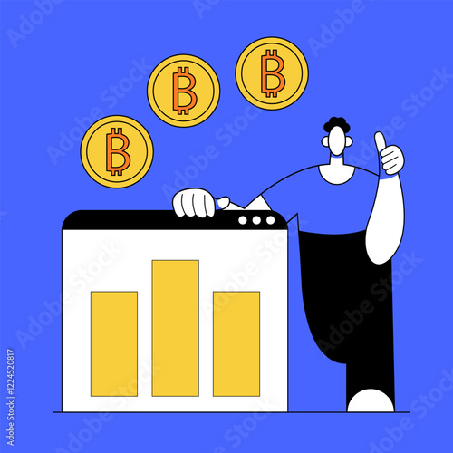 Crypto coins in web graph. Devices for storing electronic cryptocurrency banknotes. Savings blockchain Technology. Flat vector illustration.