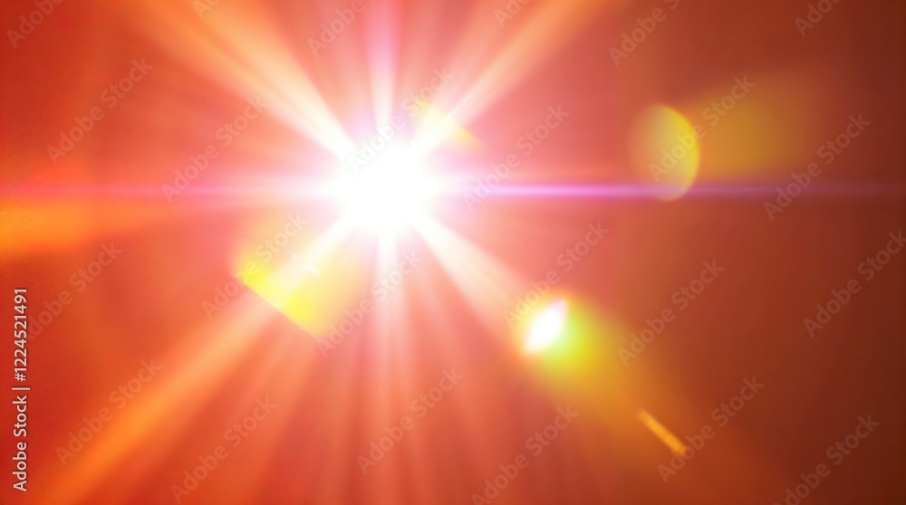 Fototapeta premium A bright light is shining on a wall. The light is yellow and orange