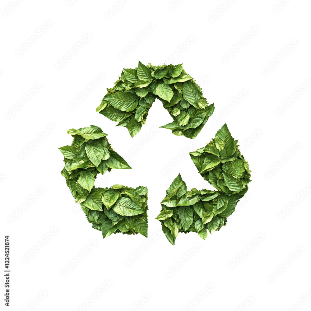 Fototapeta premium Green Leaves Forming a Recycling Symbol Eco-Friendly Concept
